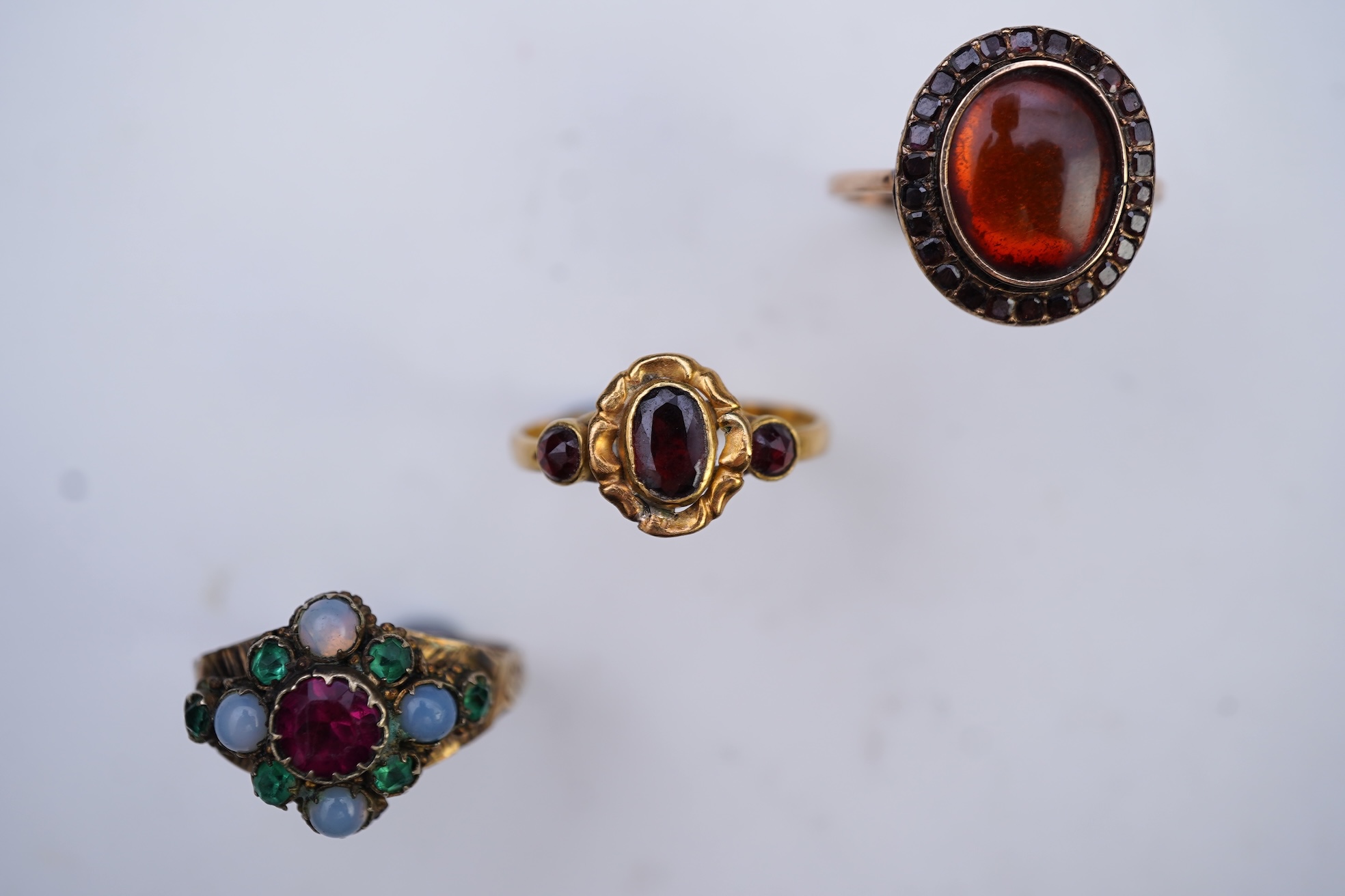 A collection of three antique rings, late 18th-19th century